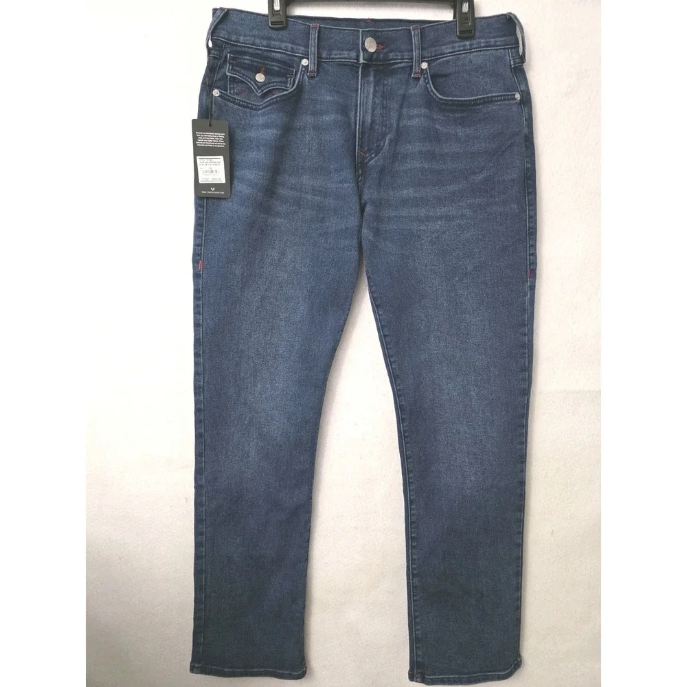 True Religion Ricky SN Flap Straight Style‎ 701180 Dark Shivering Wash Sz 36x32